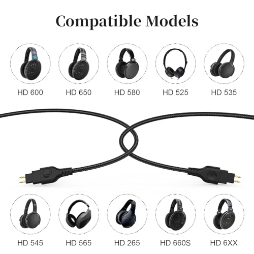Cable compatible con audífonos HD650 con adaptador 6.35mm miniatura 2