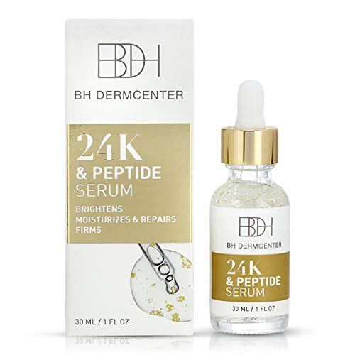 BH Dermcenter - Hydrating Peptide Serum with 24K Genuine Gold Leaf, Peptide Facial Serum, Skin Care Essential for All Skin Types 1oz (30ml)