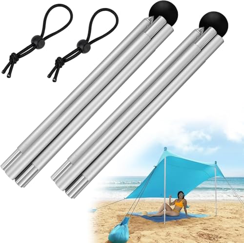 2 pali pieghevoli per tenda da spiaggia in lega di alluminio da 2 m, accessori di ricambio e portatili per esterni.