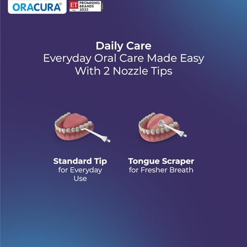 Image of ORACURA Smart PLUS Water Flosser OC200 LITE White with 2 Nozzle tips | Portable & Rechargeable | Custom 8 Water Pressure Settings | 200ml Water Tank Capacity | IPX7 Waterproof | 365 Days Warranty