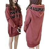 [1/2plus] ニブンノイチプラス パーカー 裏 起毛 ワンピース 防寒 保温 トレーナー ロゴ プルオーバー ポケット スウェット レディース (ピンク、L)