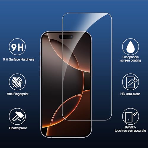 SIBEITU 3 Pack Screen Protector for iPhone 16 Pro Max with 3 Pack Camera Lens Tempered Glass Protector, 6.9 Inch HD Clear Glass Film 9H Hardness Full Coverage, Scratch Resistent, No Air Bubbles
