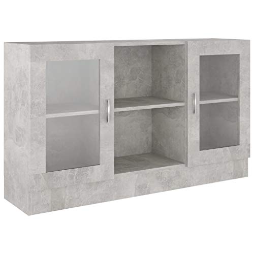 Armoire à vitrine Gris béton 120x30,5x70 cm Bois d'ingénierie
