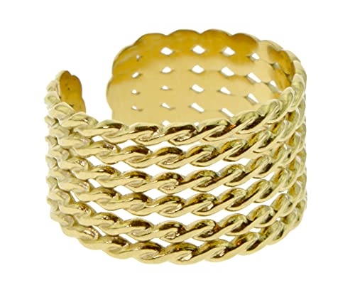 Bague multirangs tressée - Acier chirurgical 316L - Bijoux fantaisie femme - Paloma Bijoux (Acier doré 18k, Acier inoxydable) Cover