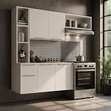 Armário de Cozinha Compacta com Balcão Sofia Multimóveis MP2001 - Branco