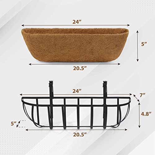 2B-Garden Window Deck With Coconut Coco Liner, Window Basket Deck Railing Planter Boxes Metal Hanging Flower Planter For Outdoor Garden Fence Lawn #TOP3