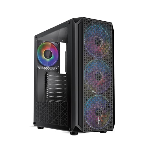 Image of FINGERS Commando-E14 Full ATX PC Cabinet with Dual Chamber Design, 4 Multi-Colour RGB Fans for High-Performance Cooling, Toughened Glass Side Panel, Magnetic Dust Filter, USB 3.0 Port