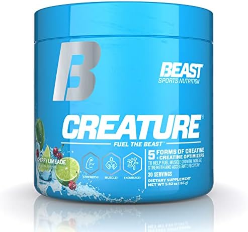 Beast Sports Nutrition Creature, Cherry Limeade - 30 Servings - 5 Forms of Creatine + Creatine Optimizers - Improve Strength, Muscle Tone, Endurance, Recovery & Energy Production