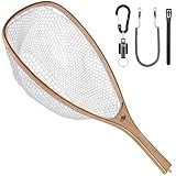 SF Fly Fishing Landing Soft Rubber Mesh Trout Catch and Release Net with Black Magnetic Net Release Combo Kit (Clear A Combo Small Holes)