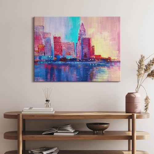 Tableaux 80x60cm abstraction des gratte-ciel decoration murale