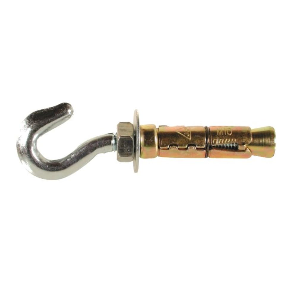 8x M12 x 130mm Super Heavy Duty Expansion Hook Bolts, Shield Hook Anchor Bolts for Securing into Concrete, Brick, and Masonry Walls Yellow Zinc Plated