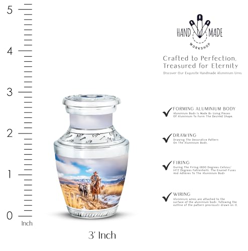 Image of Cowboys Urn Small Urns for Human Ashes 3 Inch 4 Qty | Memorial Urn Human Ash Funeral Keepsakes for Ashes