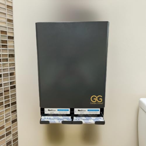 Image of GG Golden Group INTERNATIONAL Tampon & sanitary napkin free vending dispenser for public restroom, steel cabinet with lock, wall mountable, gray SD9000GY