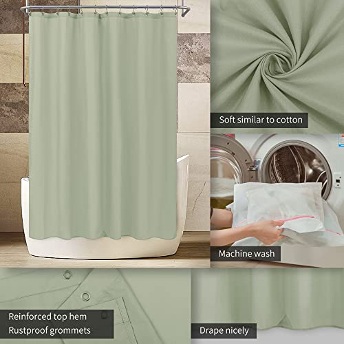 Image of ALYVIA SPRING Extra Long Waterproof Fabric Shower Curtain Liner Sage, 72x84 | 3 Magnets, Soft Cloth & Hotel Quality, Machine Washable, Light-Weight, Extra Long Size