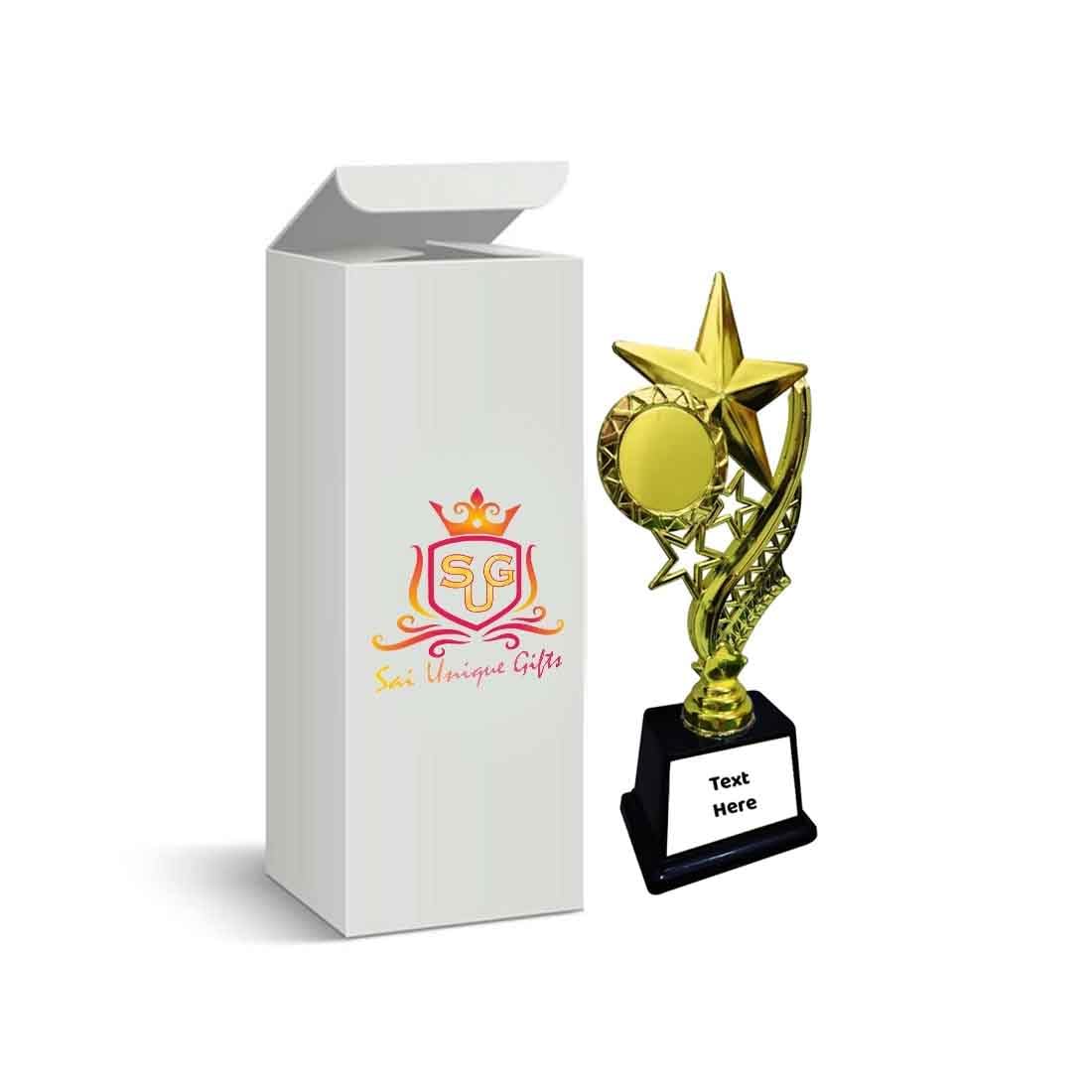 SAI UNIQUE GIFTS Customized Trophies with Plastic Base Shield for Winners Party Celebrations Ceremony Appreciation Gift Trophy Award for School Sport Academy for Teachers and Students (1 Star)-picture-10