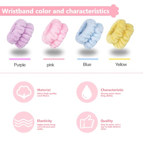 Image of 8pcs Wrist Bands for Washing Face, Arm Face Wash Wristbands, Wrist Towels Cuffs for Washing Face, Wrist Water Catcher, Microfiber Spa Skincare Sweat Wristbands for Women