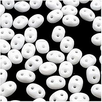 0.18oz Matubo MiniDuo 2-Hole Smaller SuperDuo Glass Beads 2.5 x 4 mm, White