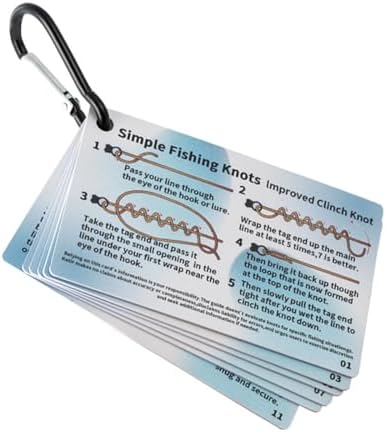 KQFCAZRE Fishing Knot Cards: 12 Essential Knots, Instructions, Portable Equipment, Fishing Guide with Carabiner for Sport Fishing — view 4