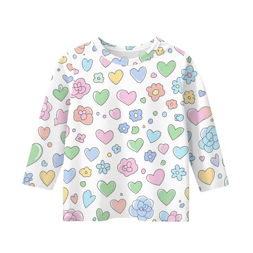 Baby Girl Clothes 3/4 Sleeve Crew Neck Shirts Graphic Blouses Fall Winter Pullover Cute Half Sleeve Tops 5-16 Years3