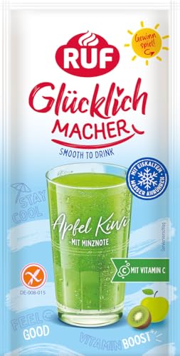 RUF Glücklichmacher Smooth to Drink Apfel Kiwi mit Minznote, Getränkepulver mit Apfel, Kiwi, Minzgeschmack & Vitamin C, erfrischend-fruchtig, ideal für Smoothies, Bowls & Cocktails