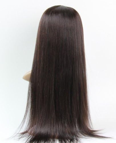 Full Lace Wig 18" Handmade Wig 100% Malaysia Virgin Remy Human Hair Yaki Straight Color #2