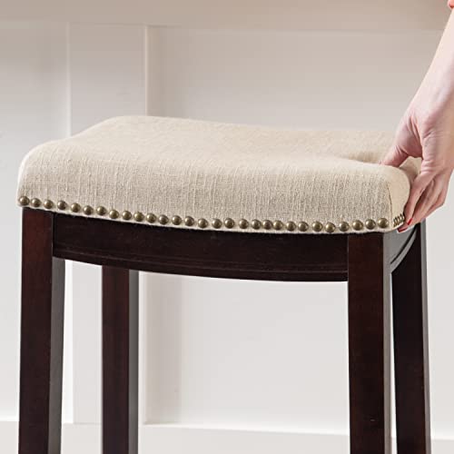 Linon 98326WAL-01-KD Harper Stool Fabric Top thumb #8