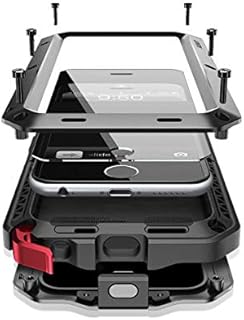 iPhone 6/6S Case,Marrkey Aluminum Metal Case - Water Resistant Shockproof Heavy Duty Tempered Glass Screen Protector Dual Layer Protective Case for Apple iPhone 6 6S-Black