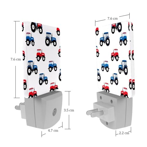 Image of NEWzone Tractors Night Light Set of 2, Auto Sensor LED Dusk-to-Dawn Nightlights, Plug-in Sensor Lamp for Bedroom Bathroom Kitchen Hallway Stairs Decorative