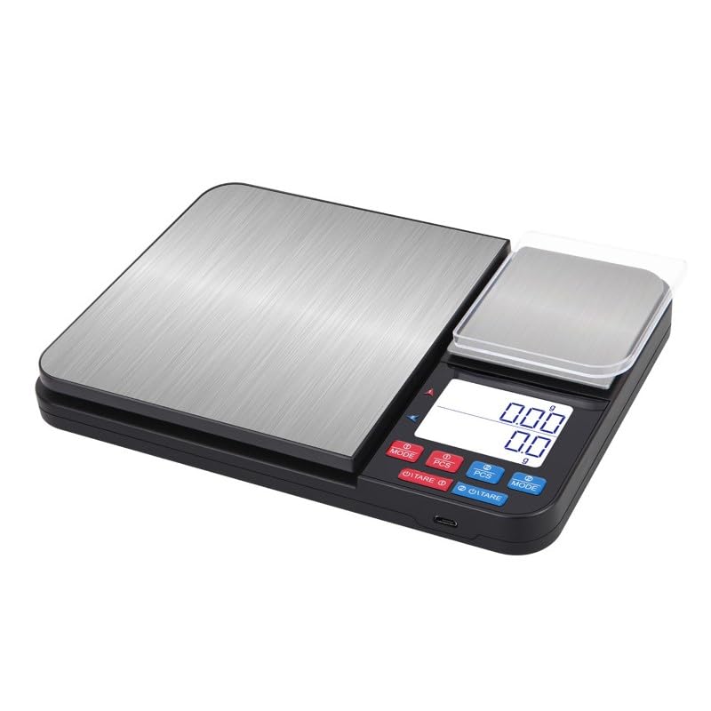 INF Balance de cuisine numérique avec double plateau de pesée 10 kg/1g et 500g/0,01g, haute précision, plusieurs unités de mesure, fonction tare, deux plates-formes de pesée