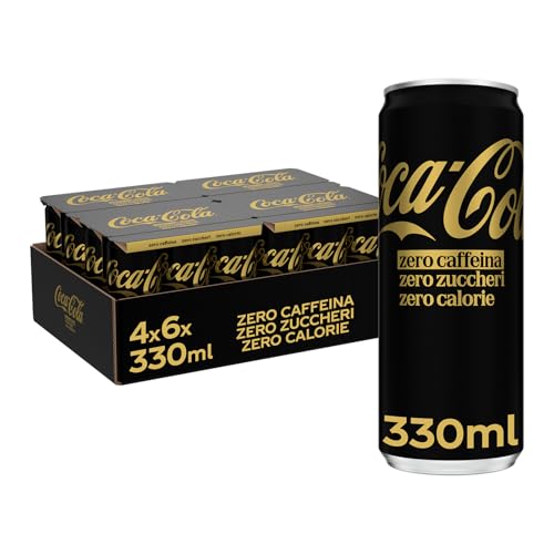 Coca-Cola Zero Zuccheri Zero Caffeina, Tutto il Gusto della Formula Coca-Cola Senza Calorie e Senza Caffeina, Lattina 100% riciclabile - 24 Lattine da 330 ml