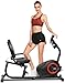 ANCHEER Bici da Fitness Resistenza Magnetica 8 Livelli, Cyclette Orizzontale Magnetico Display LCD/Supporto per Tablet/Sensori di pulsazioni/Sedile Regolabile con Schienale, Max.110 kg (Nero + Rosso)
