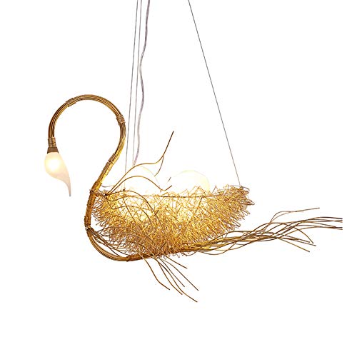 Lustre suspendu doré cygne pour illuminer vos moments de partage en famille