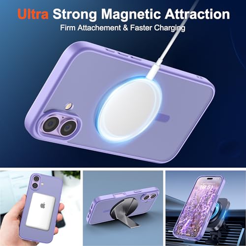 Image of SUPFINE Magnetic for iPhone 17 Case (Compatible with MagSafe)(Military Grade Drop Protection) Translucent Matte Shockproof with Anti-Fingerprint Phone Cover 2025,Purple