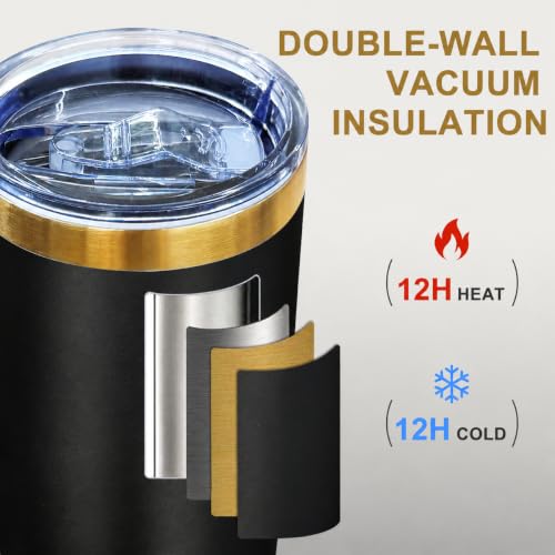 Image of 20 oz Insulated Tumbler Bulk Stainless Steel Tumbler,Black,6 Pack