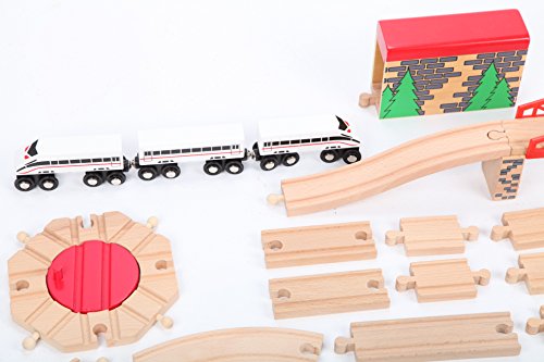 point-kids Holzeisenbahn Spielzeugeisenbahn Gleis Zug Set 59 Teile – Bild 5