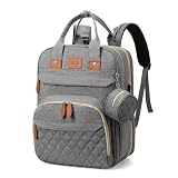 Mochila Maternidade com Trocador de Fralda - Impermeável, Bolsa Térmica Grande com Alças para Carrinho de Bebê, Bolso para Lenço Umedecido e Porta USB Externa