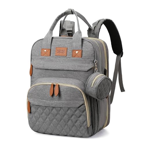 Mochila Maternidade com Trocador de Fralda - Impermeável, Bolsa Térmica Grande com Alças para Carrinho de Bebê, Bolso para Lenço Umedecido e Porta USB Externa