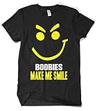 Cybertela Men's Boobies Make Me Smile T-Shirt (Black, Large)