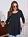 JollieLovin Womens 3/4 Sleeve Loose Fit Swing Tunic Tops Basic T Shirt(3X,Deep Gray)