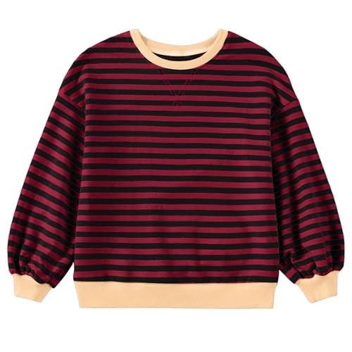 Toddler Boys Color Block Striped Y2k Sweatshirt Kid Girls Long Sleeve Crewneck Loose Pullover Tops Fall Winter Casual Outfit