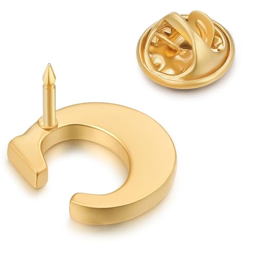 Image of HONEY BEAR Mens Womens Initial Alphabet Letter Lapel Pins Collar Badge Brooches for Business Wedding Graduation Gift Matte Gold 0.59 inches