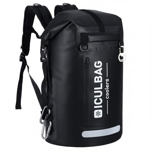 Iculbag 48-Can Insulated Cooler Backpack (Black, 35L)