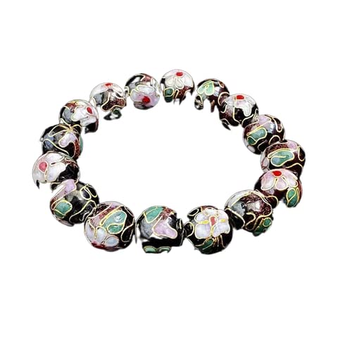 Wielokolorowa polerowana drobna emalia Cloisonne 12 mm koraliki bransoletki damskie etniczne rozciągliwe elastyczne modne miedziane koraliki bransoletka