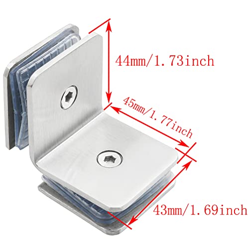 Pscco Shower Door Square Fixed Clamp Glass Door Brackets Support, Shower Doors Partition Hinge, Shower Room Glass Partition Code, Bilateral 304# #TOP3