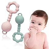 Farout Baby Spielzeug 0 Monate Montessori Baby Rassel 0-6 Monate Greifling und Beißring Baby als Zahnungshilfe Baby,BPA-frei Silikon Sensorik Spielzeug Baby, Geschenk für Junge und Mädchen (Rosa)