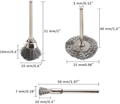 60 Pcs Wire Brushes Set, Rocaris Steel Wire Wheels Pen Brushes Set Kit Accessories for Dremel Rotary Tool