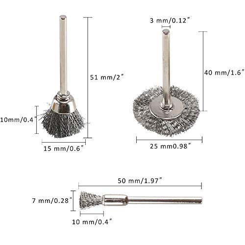 Rocaris Steel Wire Wheels Pen Brushes Set Kit Accessories for Dremel Rotary Tool 60 Pieces