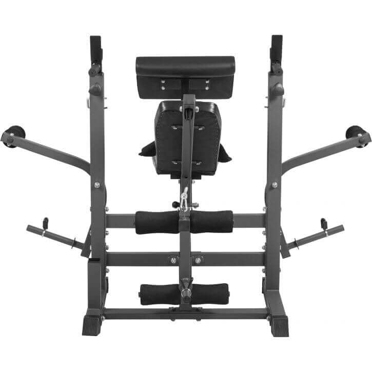 GYRONETICS® Panca Pesi Multifunzione - Portabilanciere, Schienale Regolabile, 165 x 139 x 128cm, Carico Max 280kg, Stazione a Dip, Butterfly, Panca Scott, Curl per Gambe - Palestra e Casa, Allenamento