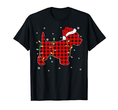 Matching Family Buffalo Plaid Westie Dog Christmas Pajama T-Shirt