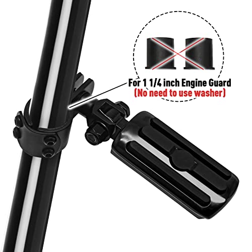 Vastmt Motorcycle Highway Foot Pegs For 1 Inch 1.1/4 Engine Guard, Motorcycle Foot Pegs For Harley Touring Road King Street Glide 1 1/4" Engine Guard Or Honda Suzuki Yamaha With 1" To 1 1/3" Tubing #TOP2